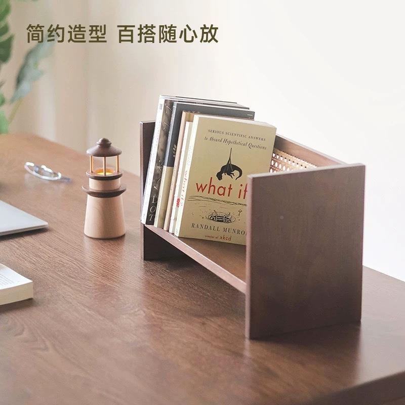 胡桃书立小架简易收纳实子木公室办家用桌上书架桌XCR面整理置物