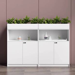 办公区隔断柜绿植花槽柜木质文件柜矮柜档案资料柜白色桌边柜侧柜