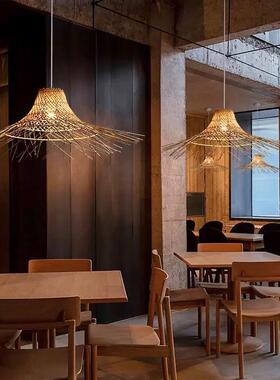 藤编帽吊灯东南亚风36339民宿别墅ld阳台走e廊草室外防水竹地编落