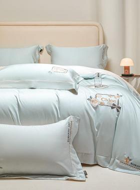 A类0支色长000000棉全绒棉纯刺绣四件套春夏高端床上用品加6大床