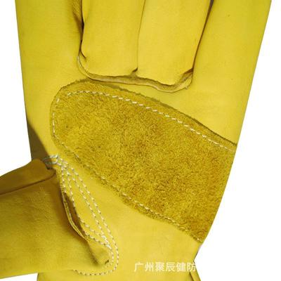 友盟AP700高档牛皮青手2套淡黄色机械师手套抗油耐磨隔AP-2700热