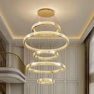 复吊式 楼中空大灯厅灯客吊别墅楼中楼挑空大堂吊灯楼梯760间水晶