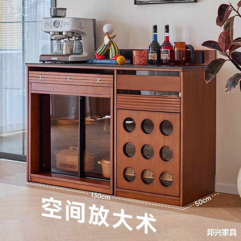 中古实木岛餐桌一体功能储物柜用可伸缩家餐台边柜家64598674多用茶水吧台