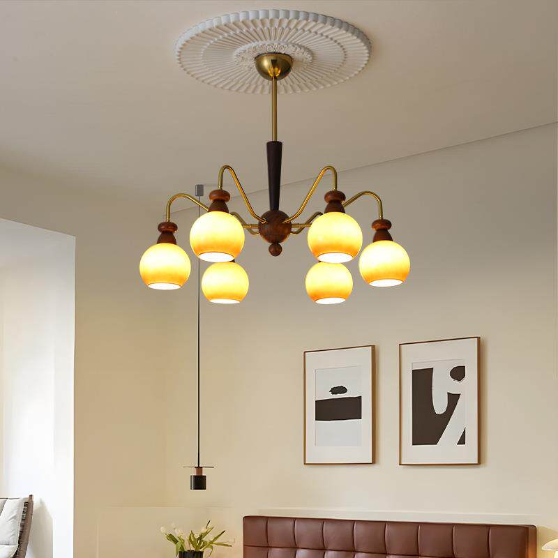 法式中古风客厅吊灯美式复古奶油艺术卧室餐厅玻璃全光谱护眼吊灯