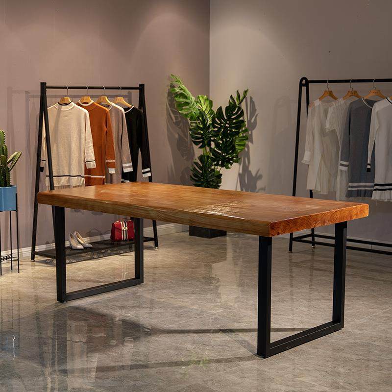 服装店大板实木展示桌复古工业风展示台落地展示架长条桌童装桌