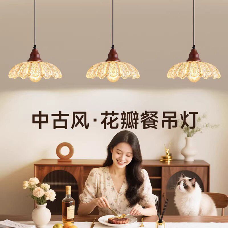 餐厅吊灯法式复古吧台吊灯卧室床头吧台灯餐桌三头中古风餐桌灯