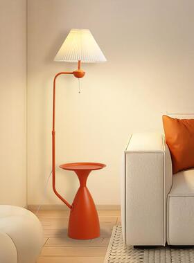 百褶落地灯北欧橙色奶油风设计师客厅沙发旁置物茶几灯卧室阅读灯