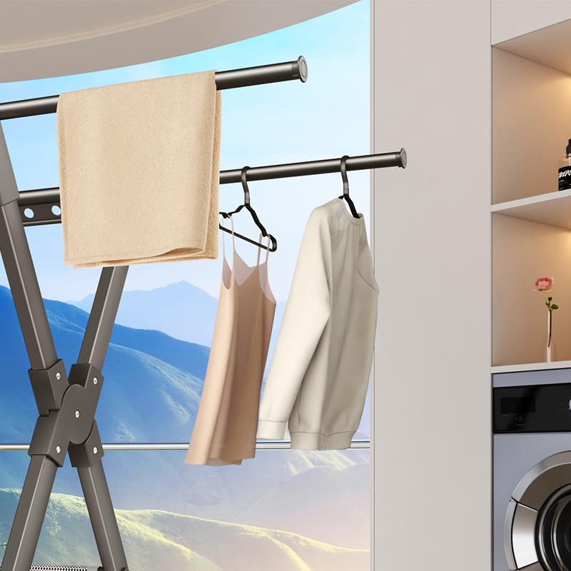 室内晾衣杆加粗加厚室外卧室晒被L^晾衣架阳台家用折叠落地晒衣架
