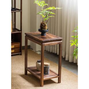 北美黑胡桃花架子全实木落地花几新中式置物架长方形鱼缸架盆景架