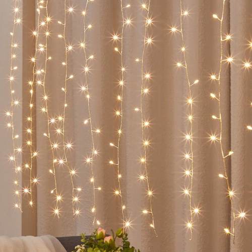 新款十挂花环led鞭炮铜线窗帘灯串节日庭院室内婚礼装饰灯串