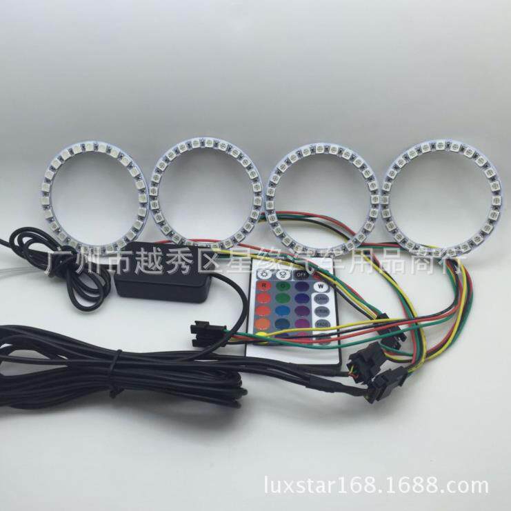 汽车led改装RGB5050七彩带遥控控制七彩大灯雾灯天使眼光圈