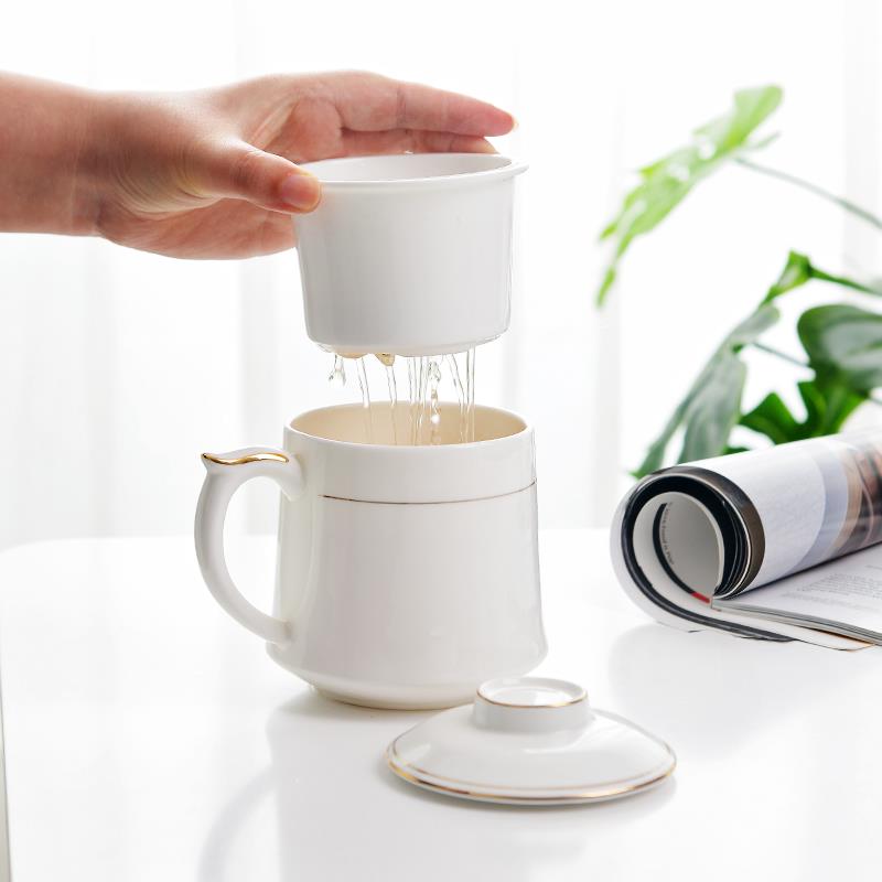 泡茶的杯子带茶隔过滤茶漏杯茶水分离便携陶瓷办公室男女喝茶杯子