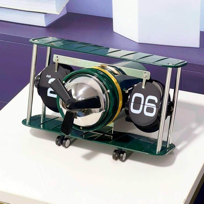 创意德国复古飞机翻页钟自动螺旋桨飞机头翻叶钟表桌面机械座钟,农用物资,其他肥料,淘宝优惠券,粉丝福利购,淘宝优惠卷