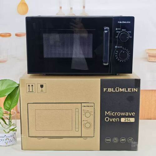 外贸25L Microwave Oven家用多功能微波炉转盘式机械旋钮烤箱出口