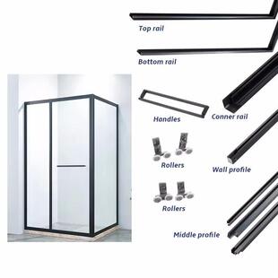 出口浴室长方形淋浴房侧移全包框钢化玻璃隔断整套枪灰型材配件