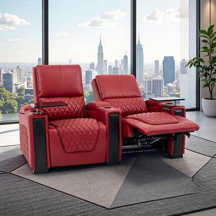 现代客厅真皮观影沙发情侣双人家庭影院沙发电动功能VIP直排