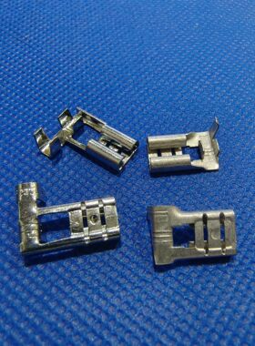 6.3旗形鸡爪插簧250弯型亚光端子接线压线铜件端子连接器