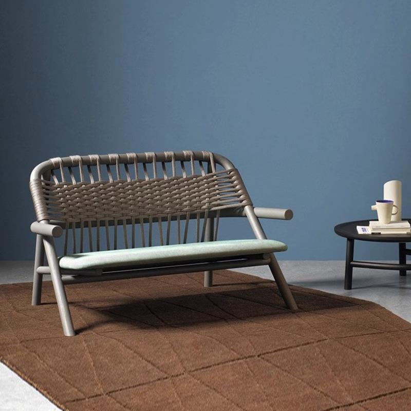 户外沙发藤编休闲家具阳台实木设计师露天靠背懒人摇椅小茶几组合