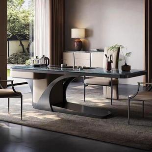 岩板轻奢高端书桌HVG计茶台一体用茶室书房设师款 创意两茶悬浮桌