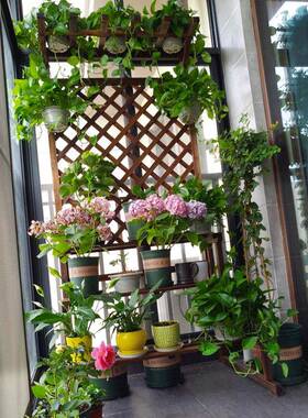 5RMEV台花架落地式多层阳室内客厅网置花盆架子户格外庭院防腐木