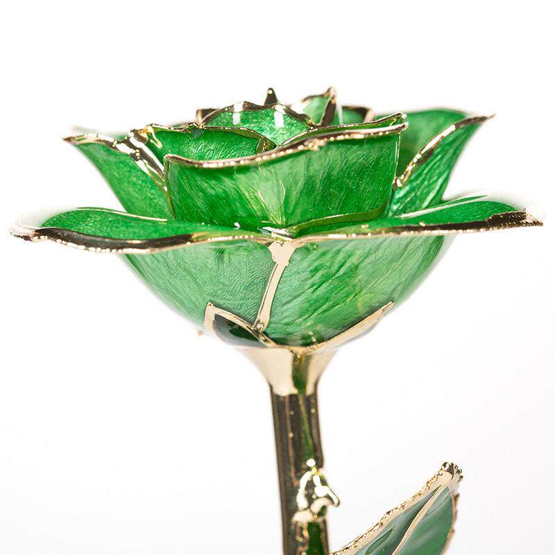 镶金边珠光绿永生玫瑰花天工艺诞圣节XIE纪然念品24色k镀金玫瑰花