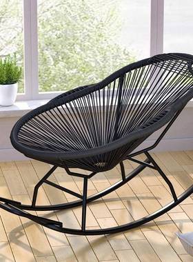 家用藤编摇闲摇椅休创意睡午椅大人彩色阳台躺逍遥椅藤椅FEU藤编