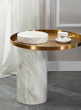 设计师轻奢简24328约茶几外客厅大理石边海几书房置物架发沙角几