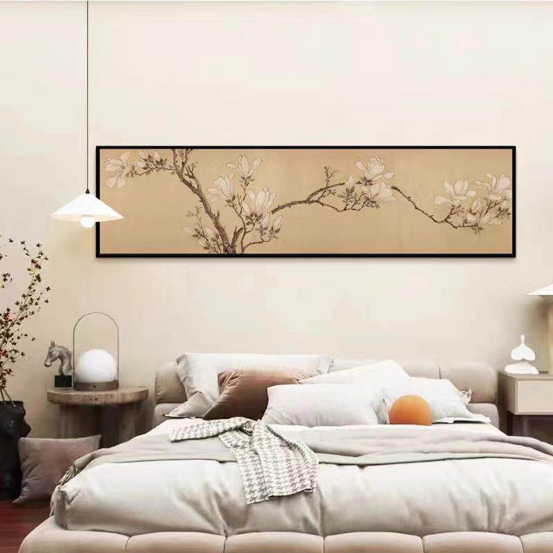 新中式卧室头挂画文明兰图RLO卷横玉幅古画床茶室装饰国画征客厅