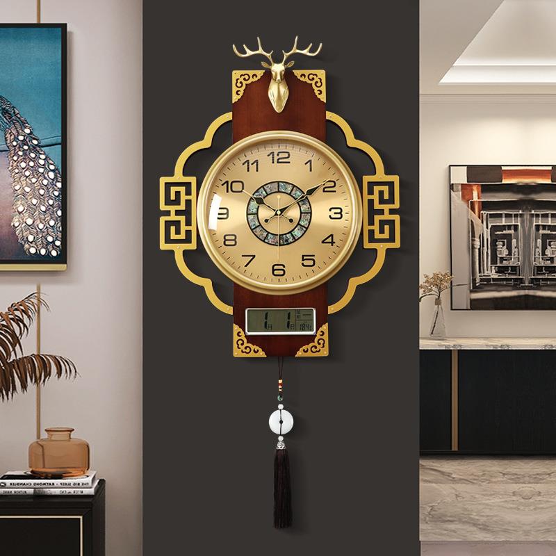 福鹿钟表挂客家用新中式带万年20钟25新款PQD静历音挂墙厅时钟石