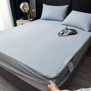 寒冰方凉感豆抚豆安床笠三件套夏季冰ZZK冰感乙纶席梦思防尘保护