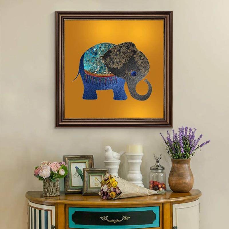 美式门玄OOX关装饰画大象画走廊过画餐厅挂画入户正对道墙酒店壁