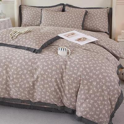 法式全棉床床四盖三件DLU套花边纯棉榻榻米用单炕盖床垫季通2025