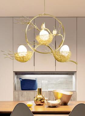 现DJV代简约小鸟巢吊灯创意头led馨餐浪漫卧室灯温饰三时尚个性厅