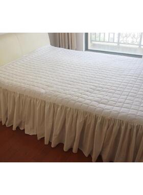 OF9D全棉DVY面床料衍缝夹棉单层裙本约白色淡米裙黄色密褶边简高