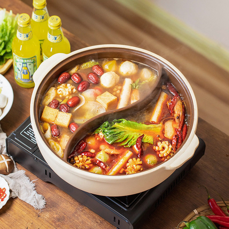 老式鸳鸯火锅陶瓷明火商用家用