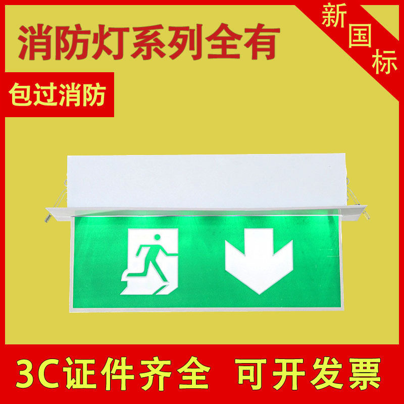 厂家直销外贸应急亚克力LED吊牌水晶指示灯嵌入式标志灯具CE认证