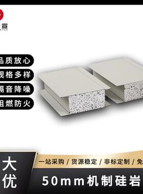 50mm机制硅岩板净化板隔墙保温隔热阻燃硅岩彩钢夹芯硅岩板净化板