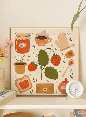 奶油风餐厅装饰画现代简约原木风客厅挂画小清新艺术客厅卧室摆画