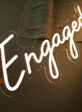 发光字招牌LED霓虹灯Engaged造型灯婚礼求婚派对氛围装饰灯