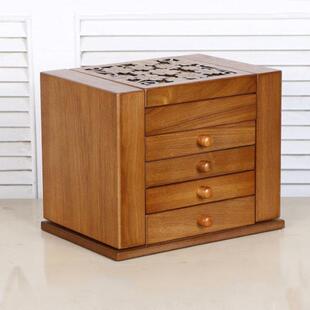 复古抽屉式首饰收纳柜桌面化妆镜饰品收纳定制多层首饰收纳盒