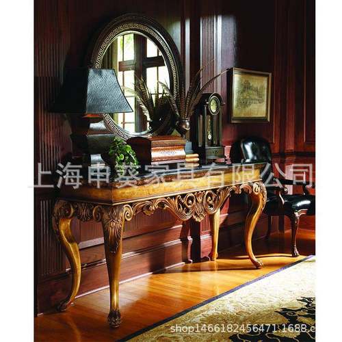 美式乡村实木客厅玄关展示柜实木轻奢置物台家用大户型别墅样板房