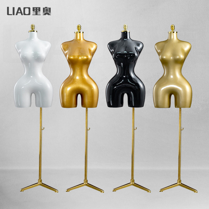 欧美大码大胸翘臀女装外贸模特展示架金色黑色喷漆半身Maniquíes