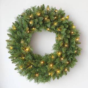 60cm美式 花环圣诞花环发光圣诞藤圈