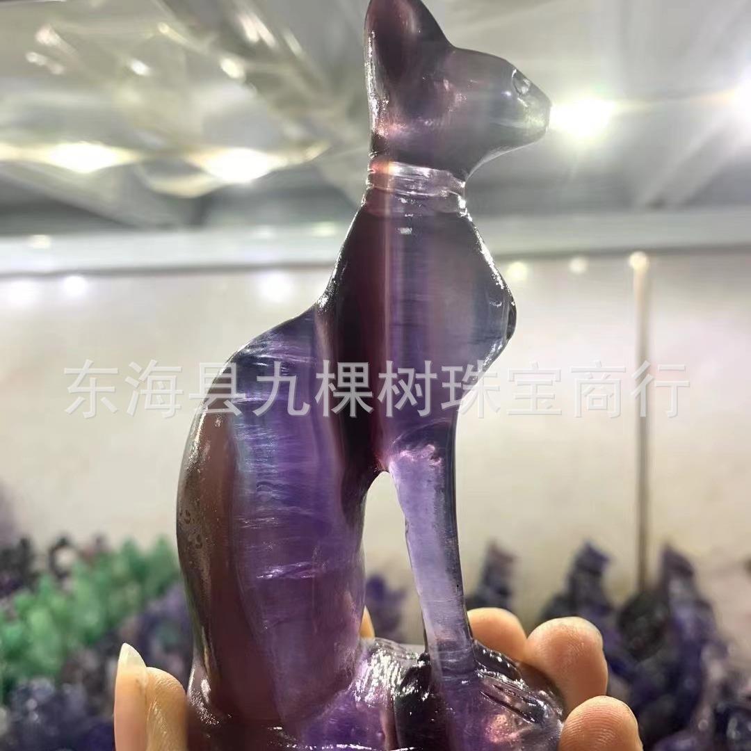 热销天然埃及猫雕刻件适于送女友居家摆件装饰水晶工艺品