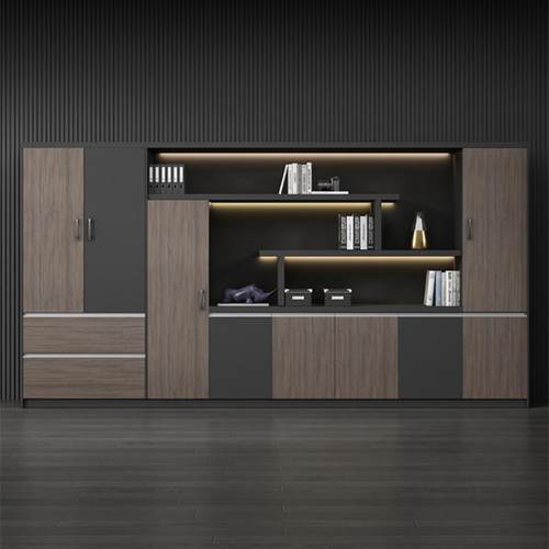 老板文件柜资料柜带锁柜子储物办公室木质现代办公背景柜档案书柜