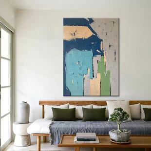 纯手绘小众艺术厚肌理客厅色块大芬村油画沙发餐厅玄关装饰挂画