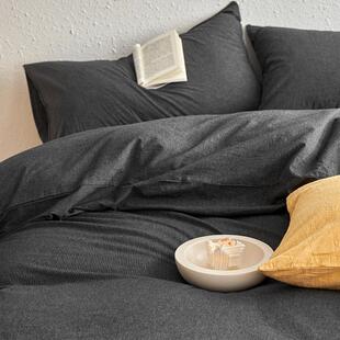 极简风色织水洗棉床上四件套全棉纯棉被套2024新款床单被罩三件套