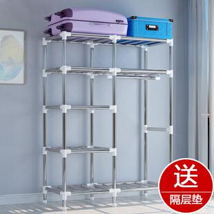 长160/140/120/100/80cm宽简易布衣柜钢管加厚收纳柜子防尘挂衣橱