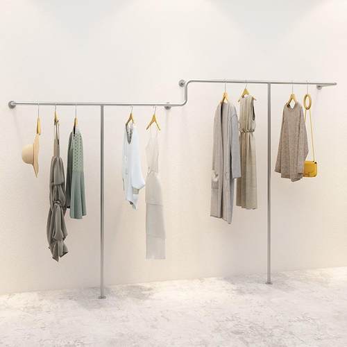 简约女装童装店专用服装店壁挂落地式展示架上墙加粗不锈钢衣服架