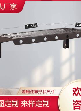 浮动壁架2件套,黑色浮动搁板,壁挂式书架,网状面板,用于客厅、